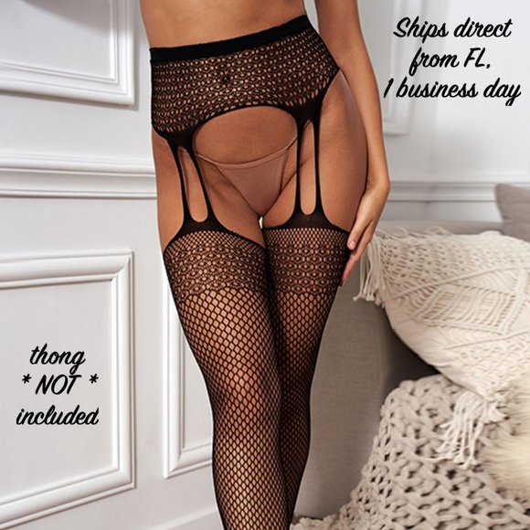 Other - Lingerie Thigh Highs Fishnet Sexy Slutty Garter Black Stockings Cosplay Pinup